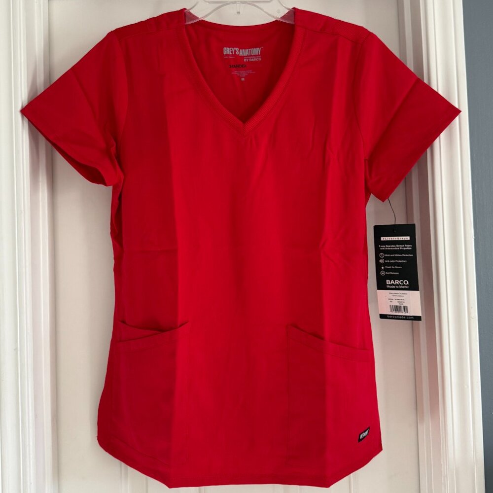 Grey's Anatomy Scrub Top, Red, Size M, NWT